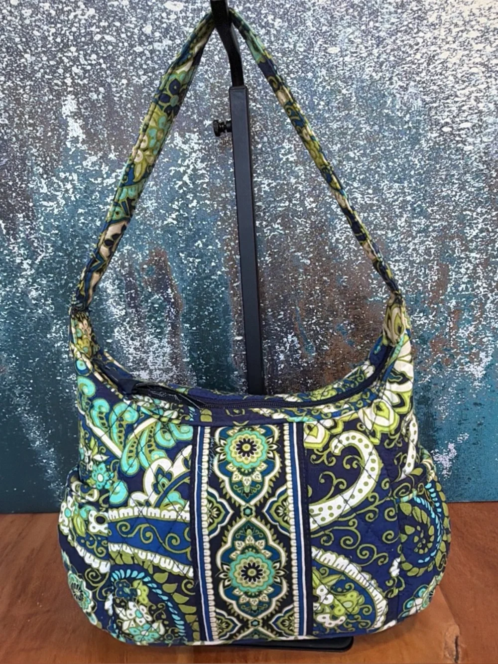Vera Bradley Boho 2010s Retired Floral Shoulder Bag Blue/Green VGUC